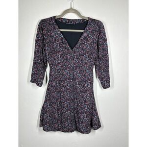 Abercrombie & Fitch Floral Print V Neck 3/4 Sleeve Button Front Dress XS‎ Dainty